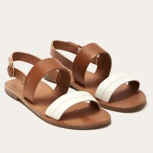 Frye Two-Tone Brown and White Leather Slingback Sandals